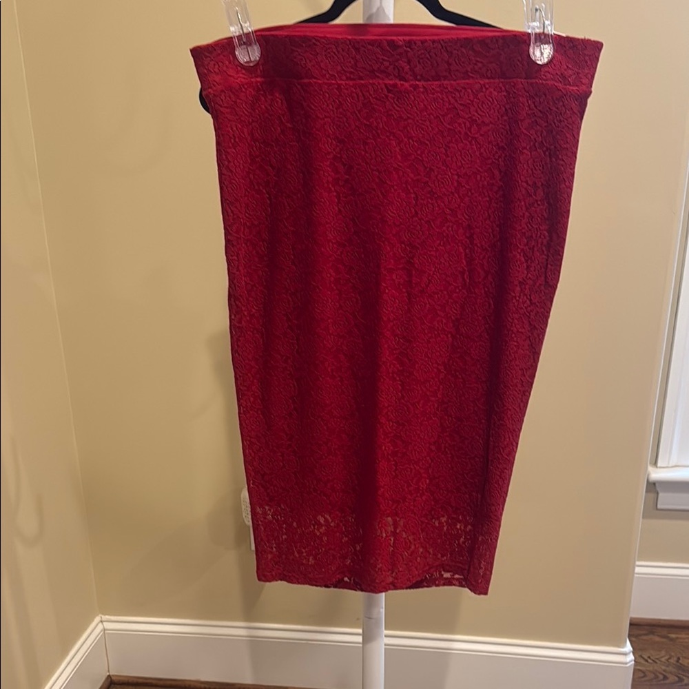 Elegant Red Lace Skirt